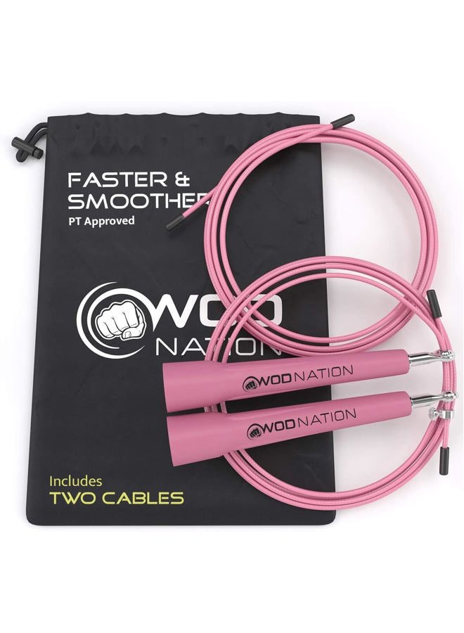WOD Nation Speed Jump Rope - Blazing Fast Rope for Endurance training for Boxing, MMA, Martial Arts or Just Staying Fit + FREE Video Training Included - Fully Adjustable to Fit Men, Women and Children - Image 1