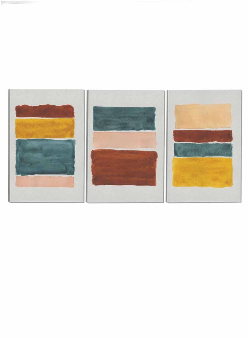 LOWHA Set Of 3 Framed Canvas Wall Arts Stretched Over Wooden Frame Watercolors Abstract Paintings For Home Living Room Office Decor - Image 4