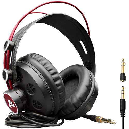 Audio Array AH-60-RD Semi-Open Back DJ Headphones | 50mm Drivers Delivers Dynamic Balanced Output | 15Hz–25kHz, 32Ω, 100dB SPL, 1200mW | 3m OFC Single-Sided Cable with Screw-On 3.5mm + 6.3mm Plug - Image 1