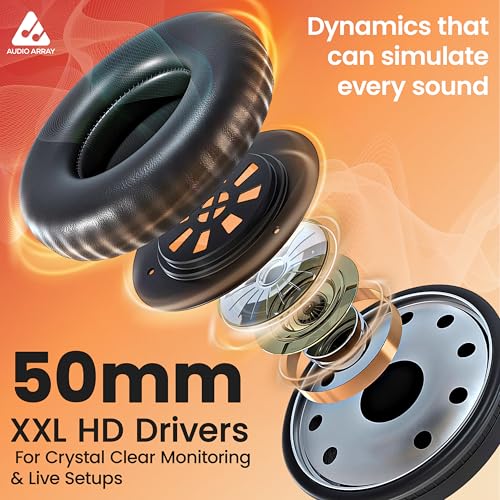Audio Array AH-60-RD Semi-Open Back DJ Headphones | 50mm Drivers Delivers Dynamic Balanced Output | 15Hz–25kHz, 32Ω, 100dB SPL, 1200mW | 3m OFC Single-Sided Cable with Screw-On 3.5mm + 6.3mm Plug - Image 3