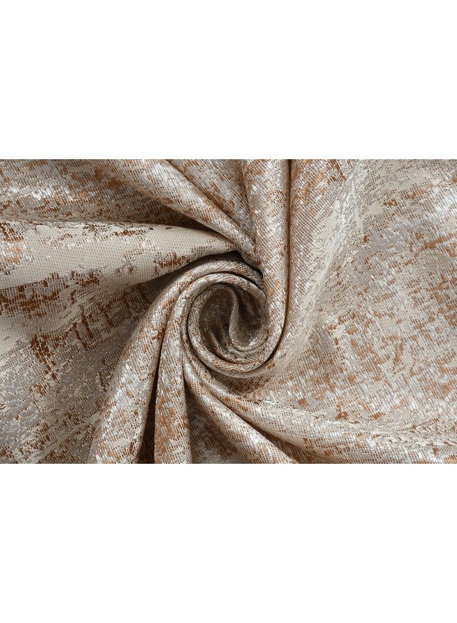 Purav Light Textured Design Jacquard Blackout Jute Curtains for Door 9 Feet Living Room Bedroom, Brown - Set of 2 - Image 3