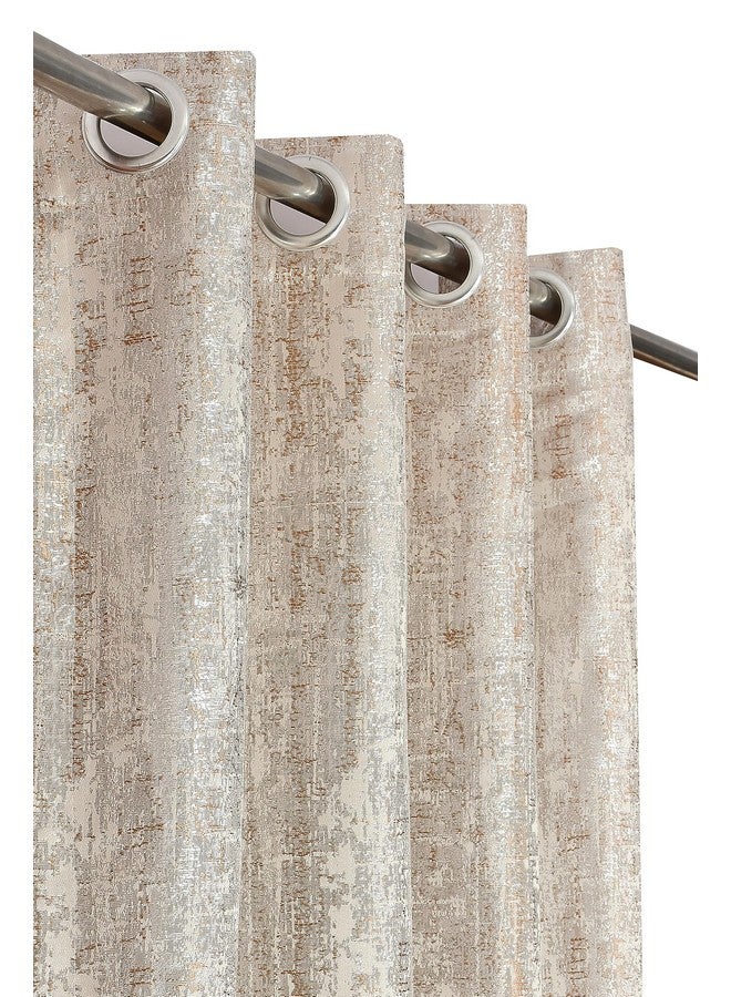 Purav Light Textured Design Jacquard Blackout Jute Curtains for Door 9 Feet Living Room Bedroom, Brown - Set of 2 - Image 5