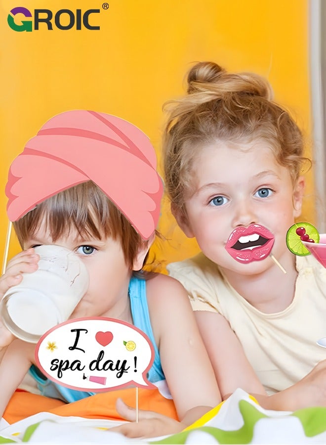 GROIC 25Pcs Spa Day Photo Booth Props with Stick, Makeup Selfie Props for Women, Make Up First Birthday Party Supplies, Nail Girl Theme Backdrop Decorations,Party Decorations Makeup Selfie Props - Image 3