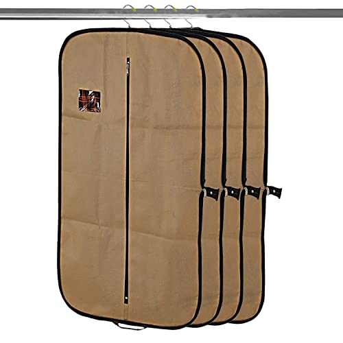 Kuber Industries Suit covers with zip for Men, Women|foldable Blazer cover|Cloth Organizer for Wardrobe|Transparent Window & Premium Zipper|Pack of 4 (Brown) - Image 1