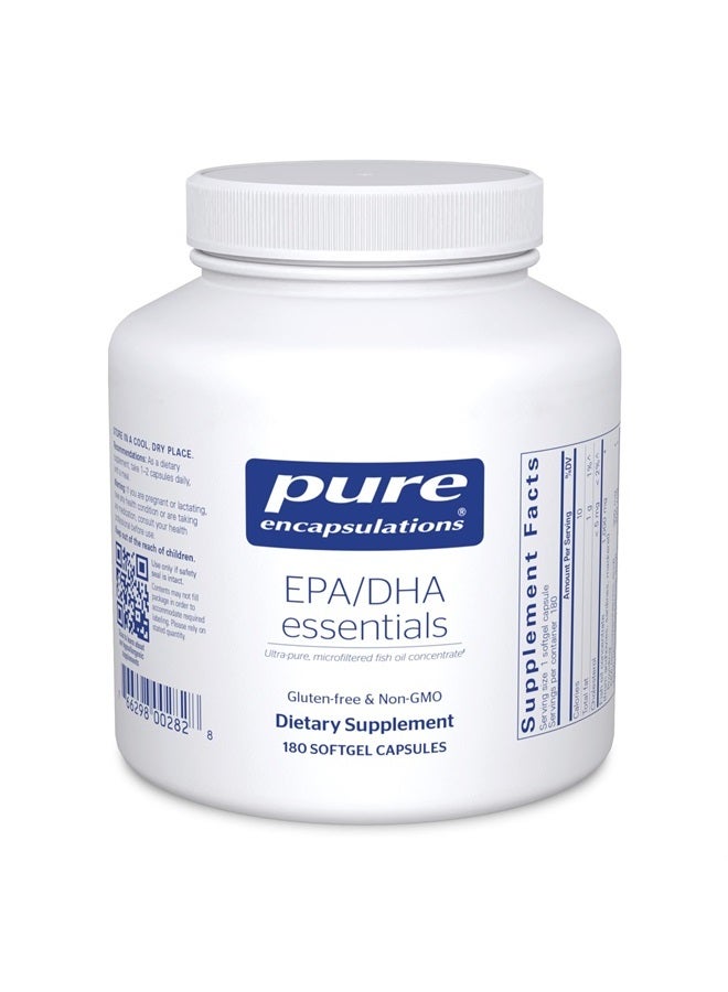 Pure Encapsulations EPA/DHA Essentials - Fish Oil Concentrate Supplement to Support Cardiovascular Health - Premium EPA & DHA Supplement with Omega 3-180 Softgel Capsules - Image 1
