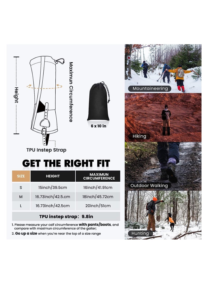 Waterproof Leg Gaiters for Hiking, Lightweight Breathable Boot Gaiters with Upgraded Zipper Design for Hiking Walking Climbing Hunting Skiing, L - Image 5