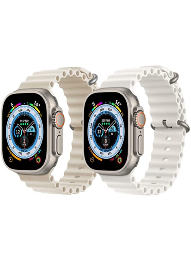 vesus Silicone Ocean Band Strap Pearl White Silicone Ocean Band Strap Snow White Set of 2 for Apple Watch Ultra 8 49mm