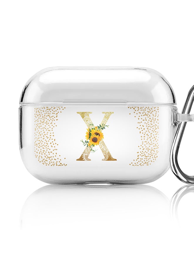 Stylizedd Classic Clear printed Case for Apple Airpods Pro Soft TPU Gel Thin Transparent Flexible Cover - Custom Monogram Initial Letter Mandala Floral Pattern Alphabet - X (Clear ) - Image 1