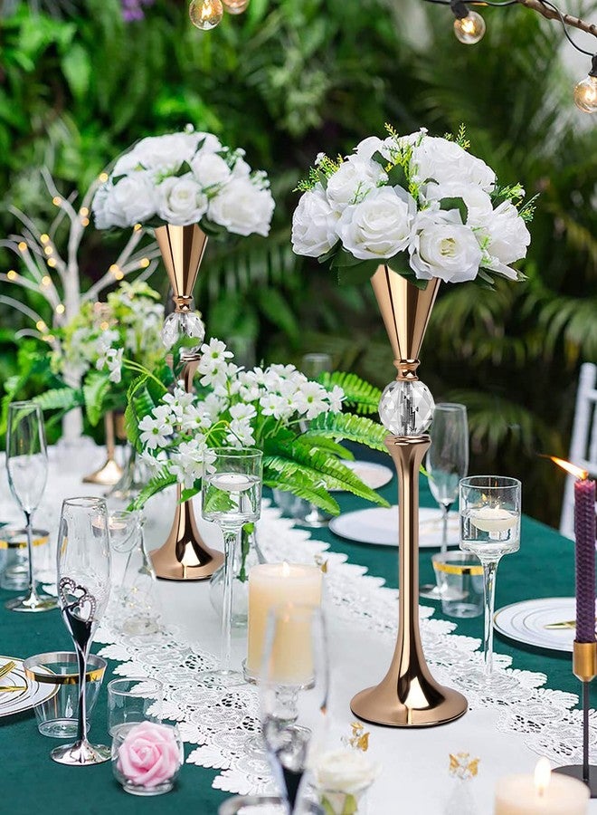 VIJIV Gold Flower Vase for Centerpiece Table Decorations Wedding Reception Decor, 21.3 Inch Tall Metal Vase for Feather Flower Holder Stand Floral Arrangement Gatsby Party Dinner Event Hotel - Image 4