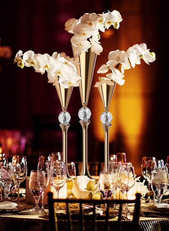 VIJIV Gold Flower Vase for Centerpiece Table Decorations Wedding Reception Decor, 21.3 Inch Tall Metal Vase for Feather Flower Holder Stand Floral Arrangement Gatsby Party Dinner Event Hotel - Image 2