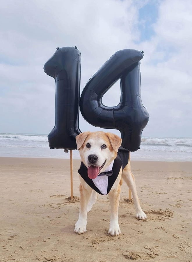 Mluchee Number 4 Balloon 40 Inch Large Size Black Jumbo Digit Mylar Foil Helium Black Balloons for 4th Birthday Party, Number 4 14 40 Balloons - Image 2