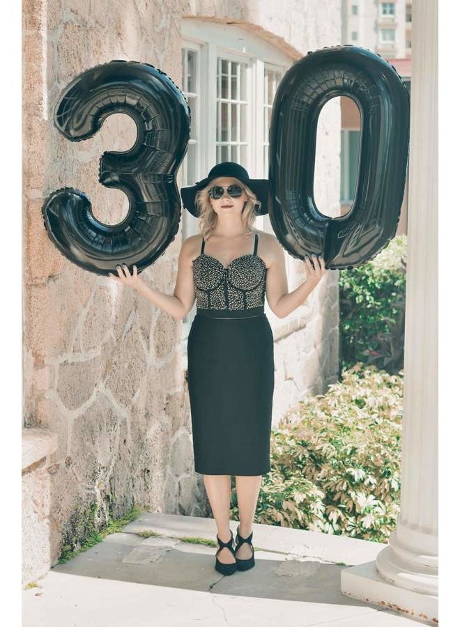 Mluchee Number 4 Balloon 40 Inch Large Size Black Jumbo Digit Mylar Foil Helium Black Balloons for 4th Birthday Party, Number 4 14 40 Balloons - Image 5