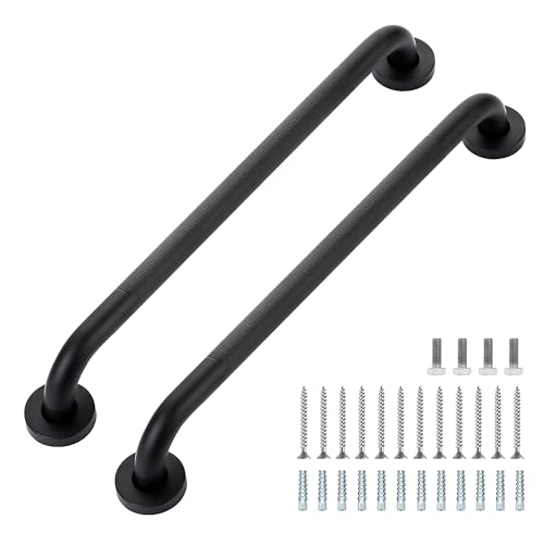 Ravinte Hardware Grab Bars for Shower 2 Pack 20Inch Anti Slip Shower Handles for Elderly Safety Shower Grab Bar Stainless Steel Handicap Grab Bars for Bathroom Black 1 Diameter - Image 1
