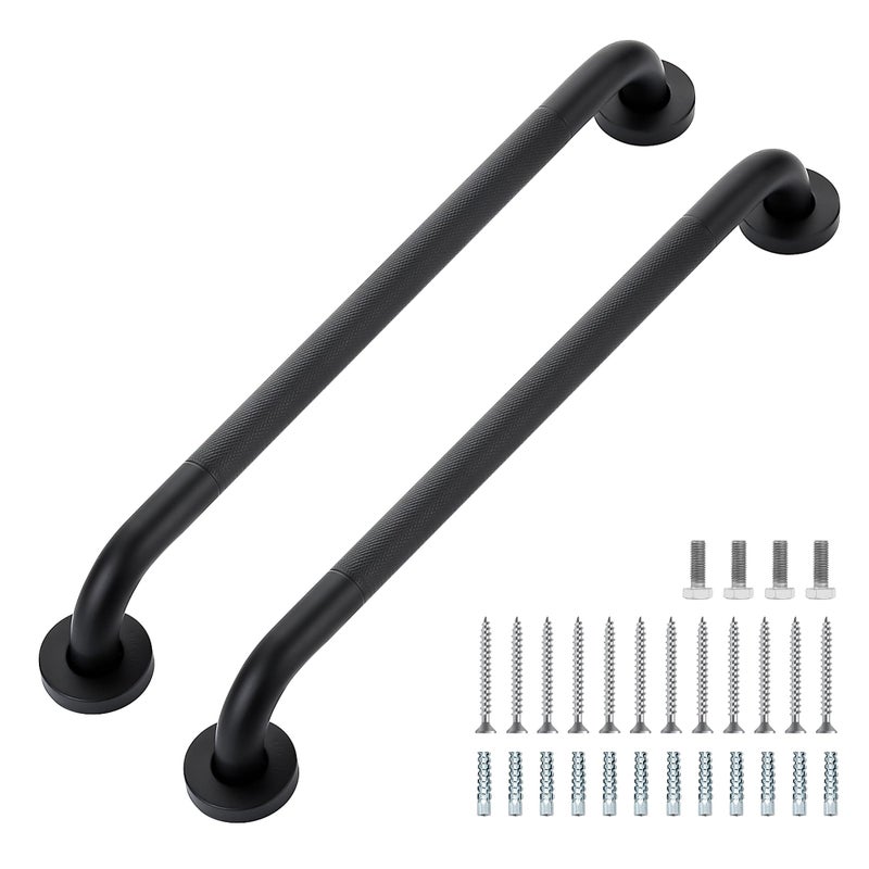 Ravinte Hardware Grab Bars for Shower 2 Pack 20Inch Anti Slip Shower Handles for Elderly Safety Shower Grab Bar Stainless Steel Handicap Grab Bars for Bathroom Black 1 Diameter - Image 2