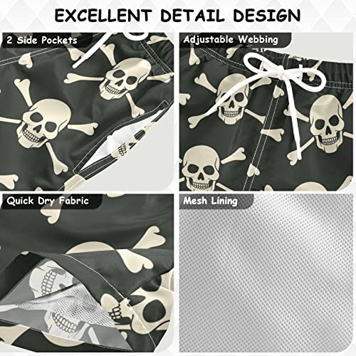 Aflyko Halloween Boys' Board Shorts White Pirate Skull Teens Swim Trunk Girls Bathing Suit All Day Shorts - Image 5