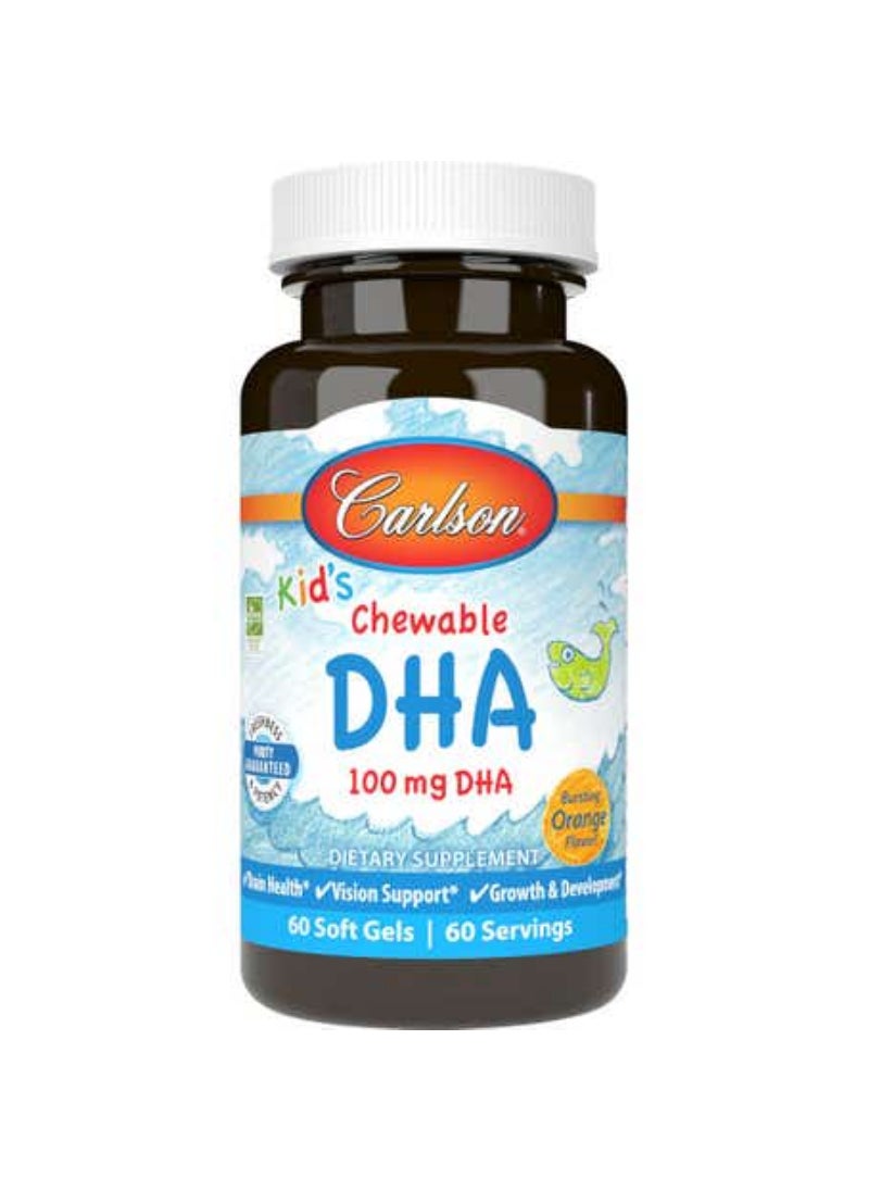 Carlson Kid's Chewable DHA 100 mg 60 Softgels Orange