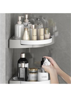 HOOKOR Corner Shower Caddy, 2 Pack Shower Organizer, 360° Rotating Corner Shower Shelf with Towel Rack, No Drilling Wall Mounted Shelves for Bathroom, Dorm and Kitchen  - Image 2