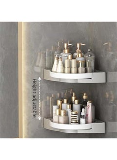 HOOKOR Corner Shower Caddy, 2 Pack Shower Organizer, 360° Rotating Corner Shower Shelf with Towel Rack, No Drilling Wall Mounted Shelves for Bathroom, Dorm and Kitchen  - Image 3