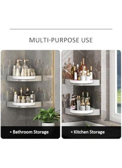 HOOKOR Corner Shower Caddy, 2 Pack Shower Organizer, 360° Rotating Corner Shower Shelf with Towel Rack, No Drilling Wall Mounted Shelves for Bathroom, Dorm and Kitchen  - Image 5