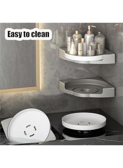 HOOKOR Corner Shower Caddy, 2 Pack Shower Organizer, 360° Rotating Corner Shower Shelf with Towel Rack, No Drilling Wall Mounted Shelves for Bathroom, Dorm and Kitchen  - Image 4