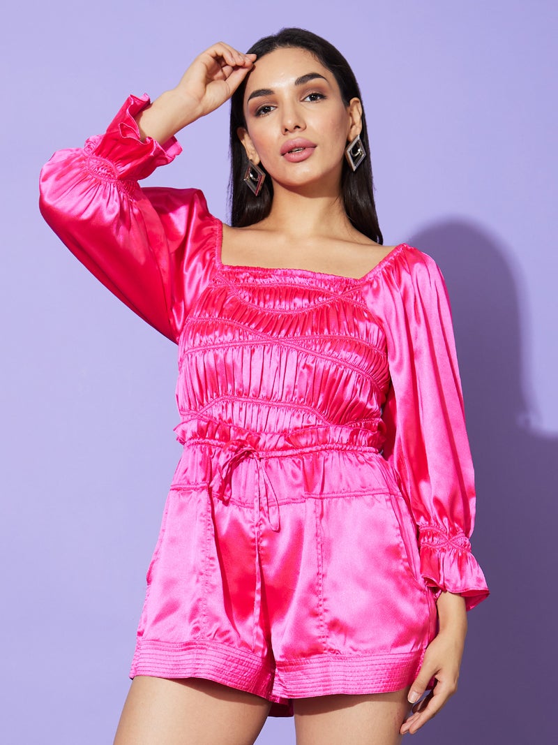 globus Globus Women Pink Square Neck Playsuit - Image 2