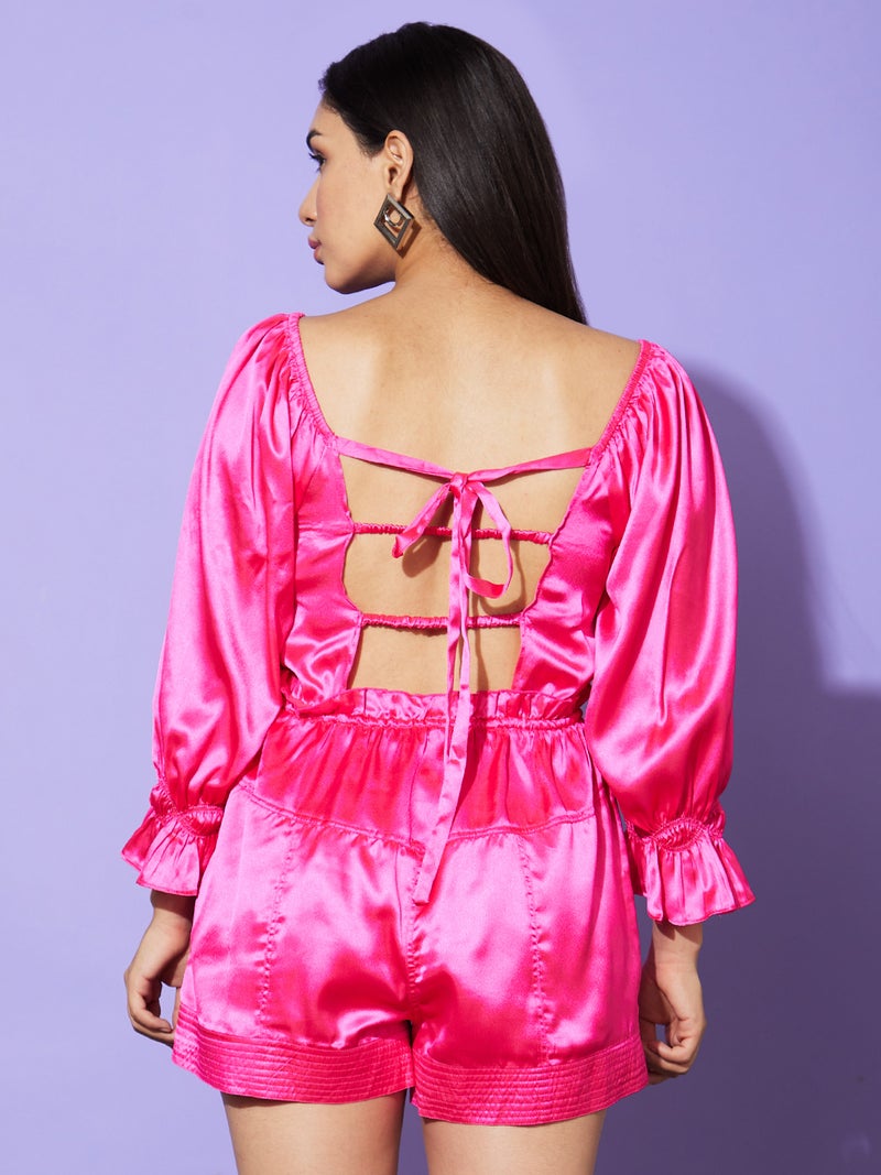 globus Globus Women Pink Square Neck Playsuit - Image 3
