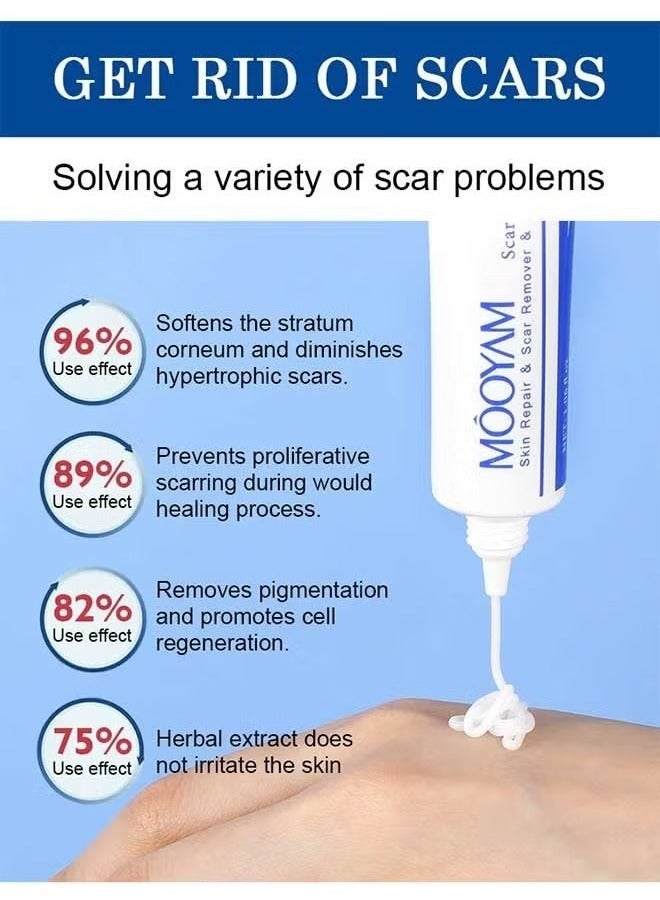 MOOYAM Scar Removal Cream, Skin Repairing Cream Fade Scars/Stretch Marks/Acne Treatment, Improve Scar Skin, Deeply Moisturizes Skin  - Image 2