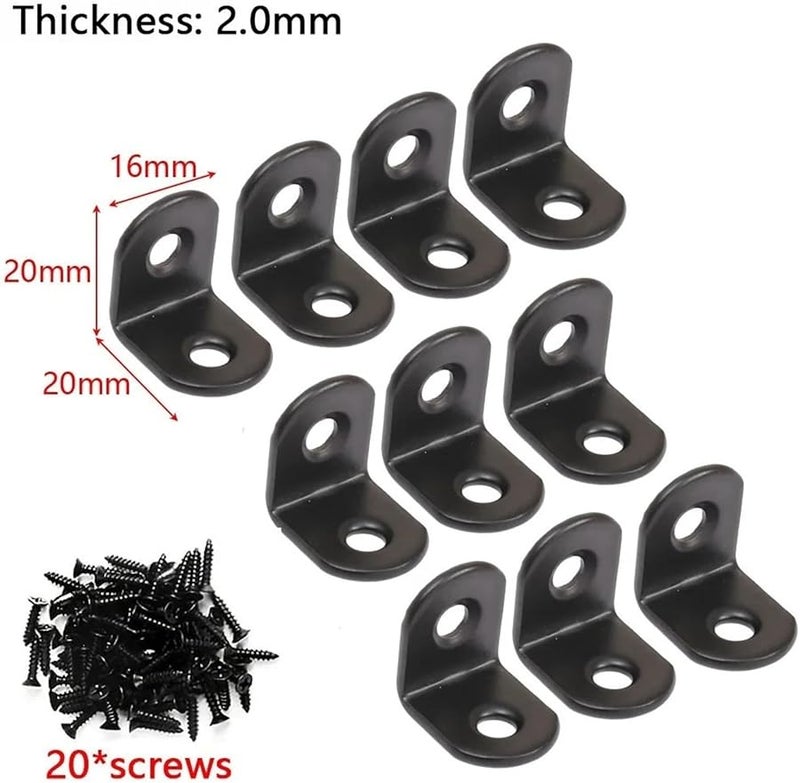 Corner Brackets 100Pcs 2x2cm L Shape 90 Degree Right Angle Brace For Furniture Cabinet Shelves - Image 4