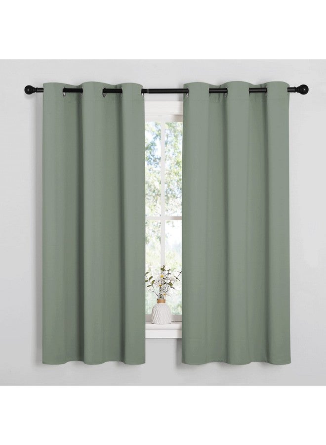 NICETOWN Greyish Green Nursery Essential Thermal Insulated Solid Grommet Top Blackout Short Curtainsdrapes For Son'S Room (1 Pair 42 X 63 Inches) - Image 1
