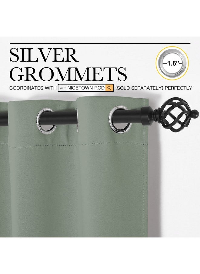 NICETOWN Greyish Green Nursery Essential Thermal Insulated Solid Grommet Top Blackout Short Curtainsdrapes For Son'S Room (1 Pair 42 X 63 Inches) - Image 4