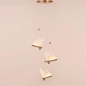 blissbells Metal Modern 3 LED Butterfly Pendant Lights for Living Room, Bedroom - Warm White - Image 2