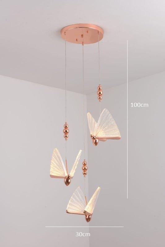 blissbells Metal Modern 3 LED Butterfly Pendant Lights for Living Room, Bedroom - Warm White - Image 4