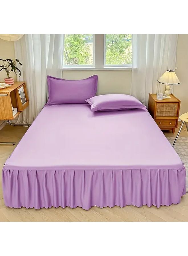 Purple Lace Bed Skirt Non Slip Fitted Sheet 78 74x78 74 Inch Anti Allergy Wrinkle Resistant Machine Washable - Image 1