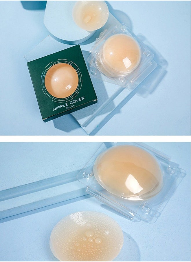 FOLAI - 2 Pairs Women Reusable Adhesive Invisible Pasties Nippleless Covers And No Glue Nipple Covers - Image 1