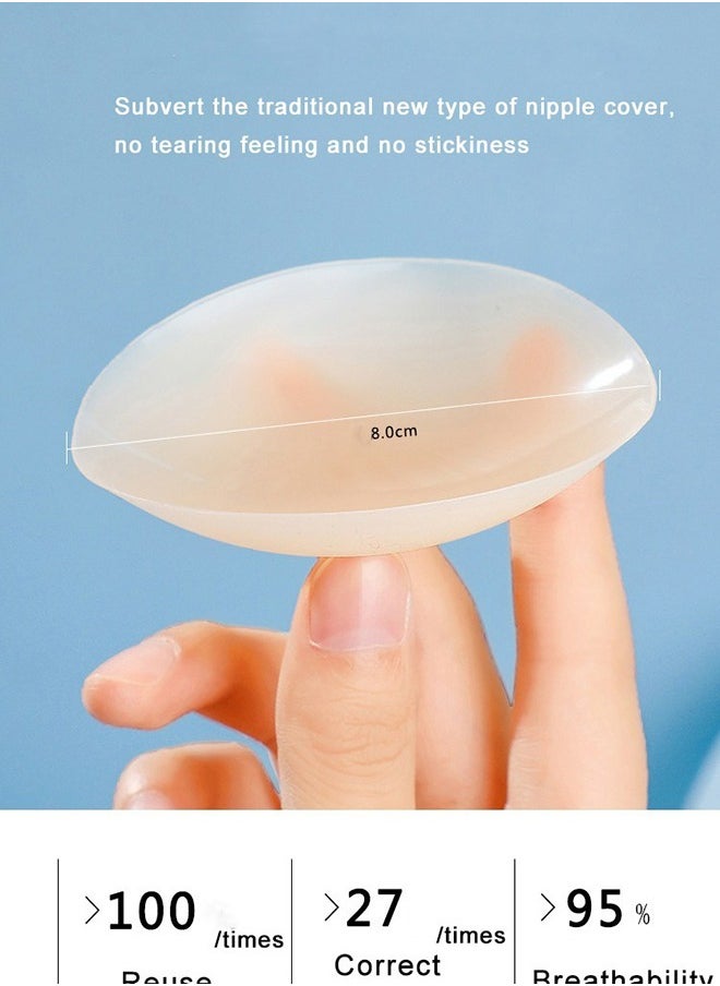 FOLAI - 2 Pairs Women Reusable Adhesive Invisible Pasties Nippleless Covers And No Glue Nipple Covers - Image 1