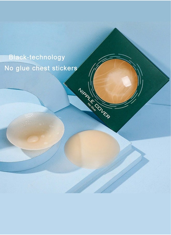 FOLAI - 2 Pairs Women Reusable Adhesive Invisible Pasties Nippleless Covers And No Glue Nipple Covers - Image 1