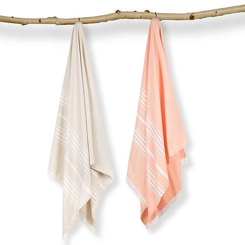 Mush 100% Bamboo Large Bath Towel | Ultra Soft, Absorbent, Light Weight, & Quick Dry Towel For Bath, Travel, Gym, Beach, Pool, And Yoga | 75 X 150 Cms (Pack Of 2 Beige & Peach), 250 TC - Image 3