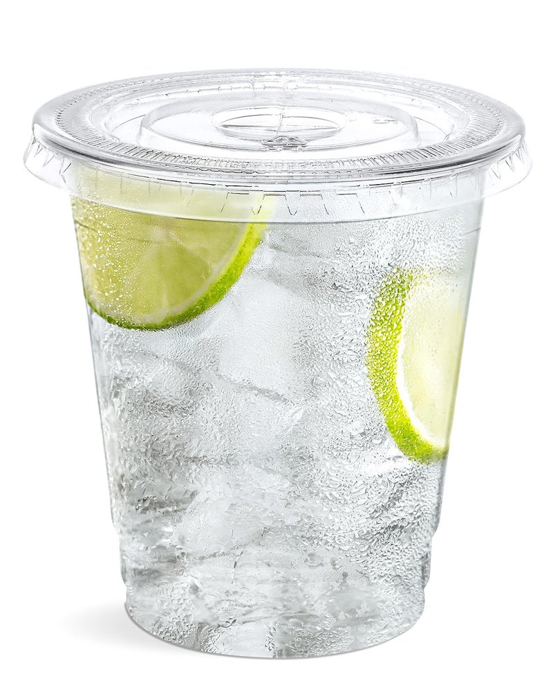 SHOPDAY Disposable Plastic Cups with Lids 8 oz Clear Plastic Cups 50 Pack  Cold Drink Containers Party Cups for Beverage Coffee Soda Juice Smoothie - Image 1