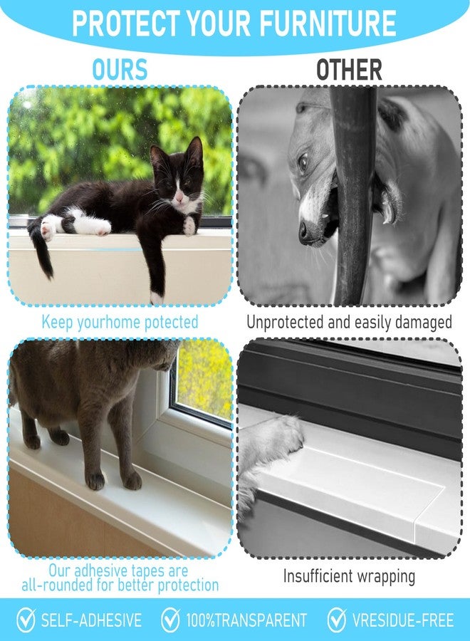 CODOHI 4in x 32.8ft Window Sill Protector, Door Protector from Dog Cat Scratching, Clear Sided Shield Protection Barrier Anti Cat Dog Scratching, Slobbering, and Clawing Furniture, Glass, Car Door - Image 3