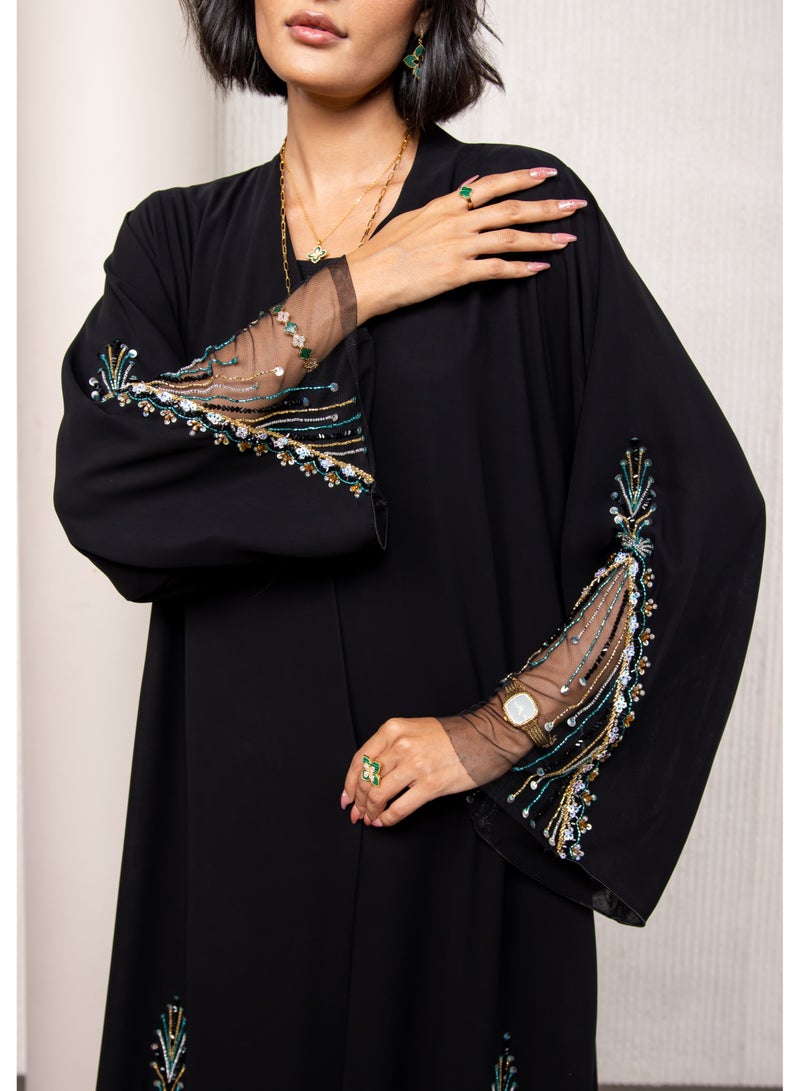 لوف عباية دبل شيفون وتور خفيف علي الجوانب والاكمام - Image 5