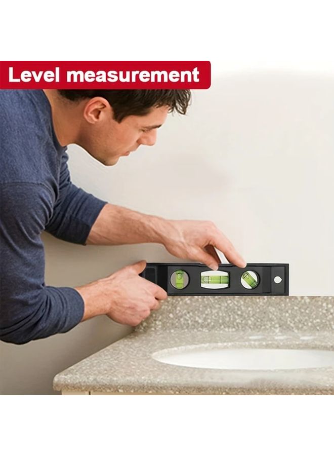 Magnetic Torpedo Level 45 Degree Angle Shockproof Durable Black Plastic Bubble Tool - Image 2