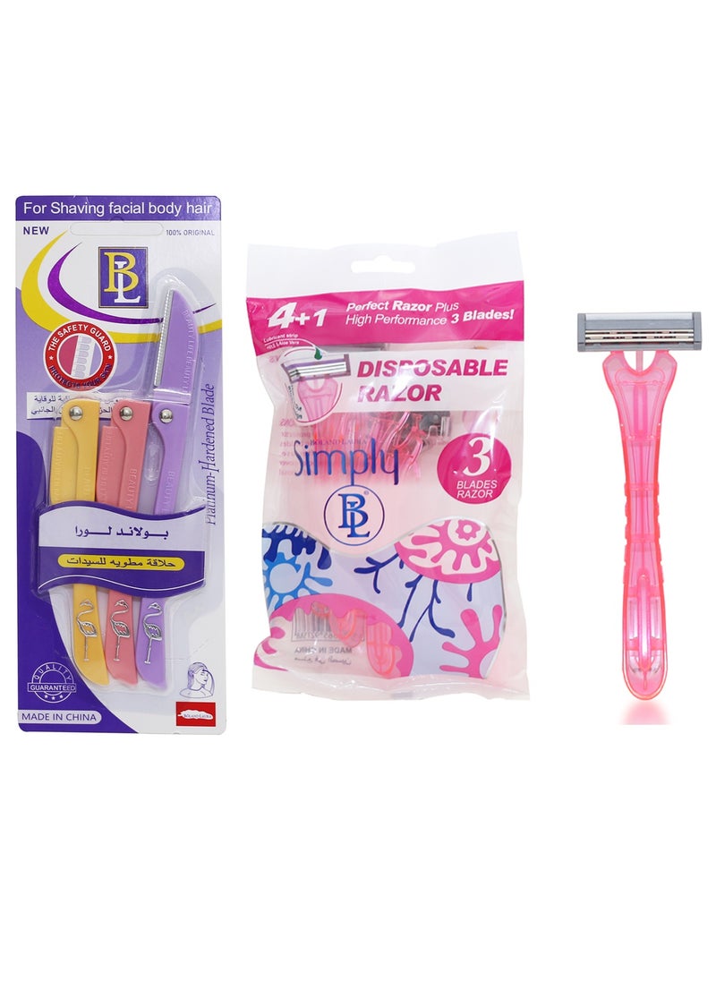 BOLAND LAURA - Simply 3-blade razor 5 pieces + blades for women to remove facial and body hair - Image 1