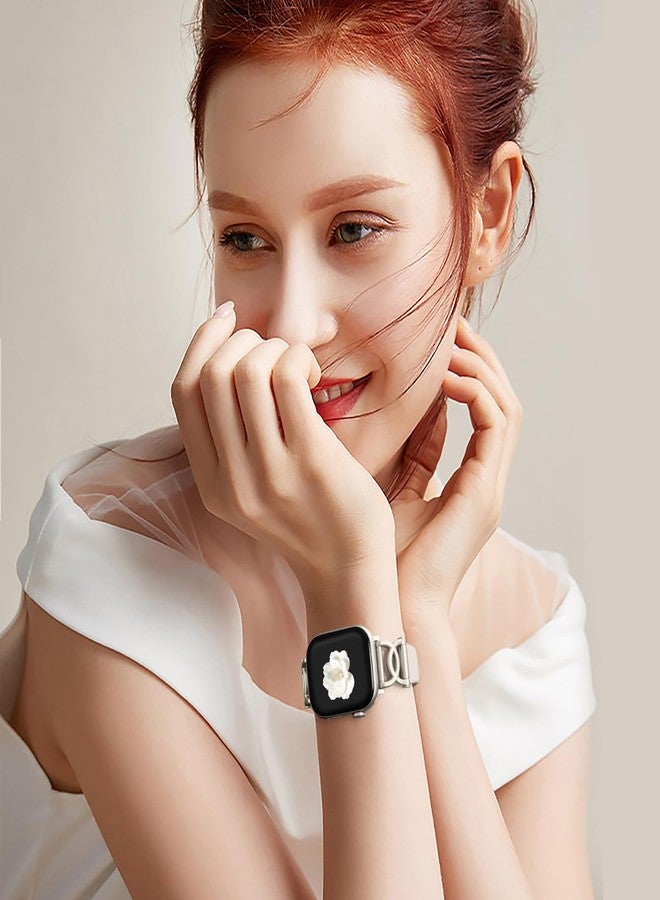 DaQin Slim Band Compatible with Apple Watch Bands for Women 40mm 41mm 38mm 42mm, Stylish Thin Bracelet Soft Silicone Sport Accessories for iWatch Bands Series 11 10 9 8 7 6 5 4 3 2 1 SE, Starlight - Image 2
