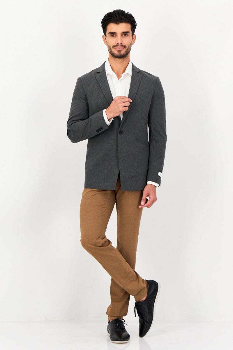 SELECTED Men Regular Fit Solid Formal Blazer, Dark Grey - Image 3