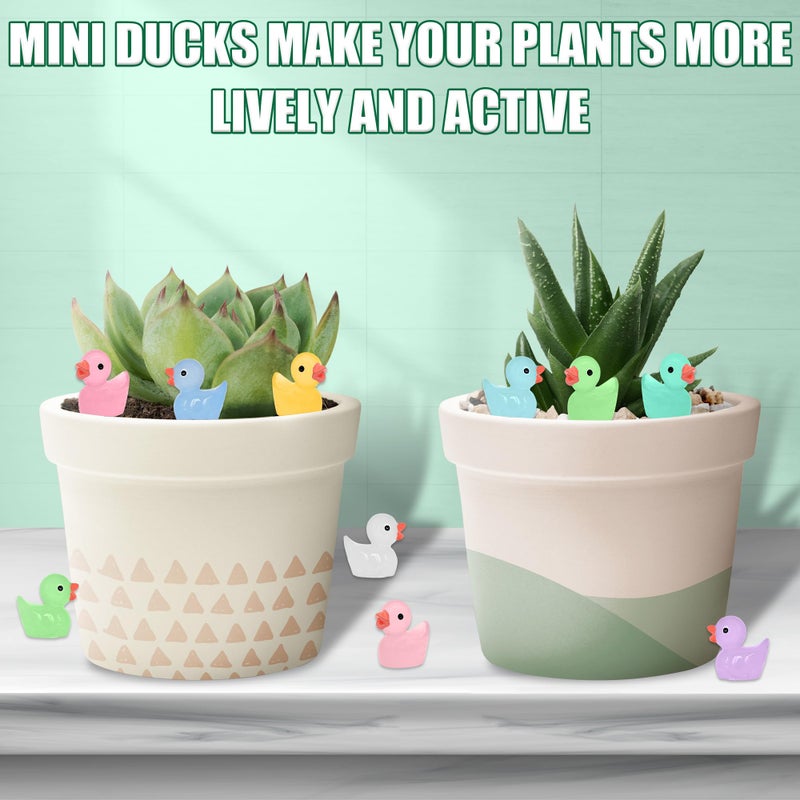Yuronam 70 Pcs Luminous Tiny Ducks Mini Resin Ducks Glow in The Dark Duck Miniature Ornaments for Slime, Dollhouse, Garden Decoration(Multi Colors) - Image 4