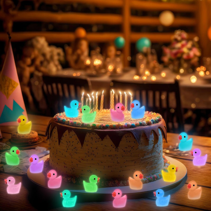 Yuronam 70 Pcs Luminous Tiny Ducks Mini Resin Ducks Glow in The Dark Duck Miniature Ornaments for Slime, Dollhouse, Garden Decoration(Multi Colors) - Image 5