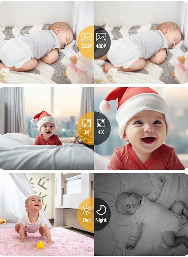 Baby Monitors - 2.8” Screen with Night Vision, 2-Way Audio, VOX, Temperature Sensor and Lullabies, Secure Transmission No WiFi, 300m Range