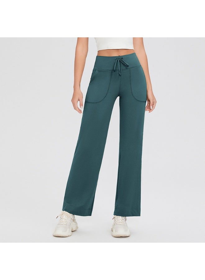 Wide Leg Yoga Pants For Women Solid Color High Waist Sweatpants With Pockets Stretch Comfy Workout Sports Trousers - Image 1