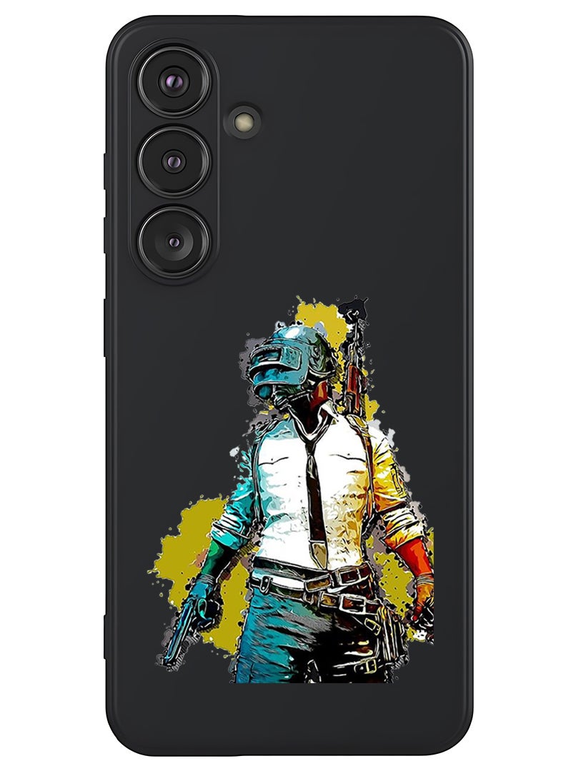 Theodor Protective Slim Fit Case Liquid Silicone Cover with Full Body Protection Anti-Scratch Shockproof Case For Samsung Galaxy S25 Plus (Black) - Pubg - Image 1