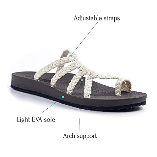 Plaka Relief Flip Flops for Women with Arch Support | Comfy Sandals for Women | Perfect for the Beach, Long Walks or Poolside | Reduces Heel & Back Pain | Pearl | Size 9 - Image 2